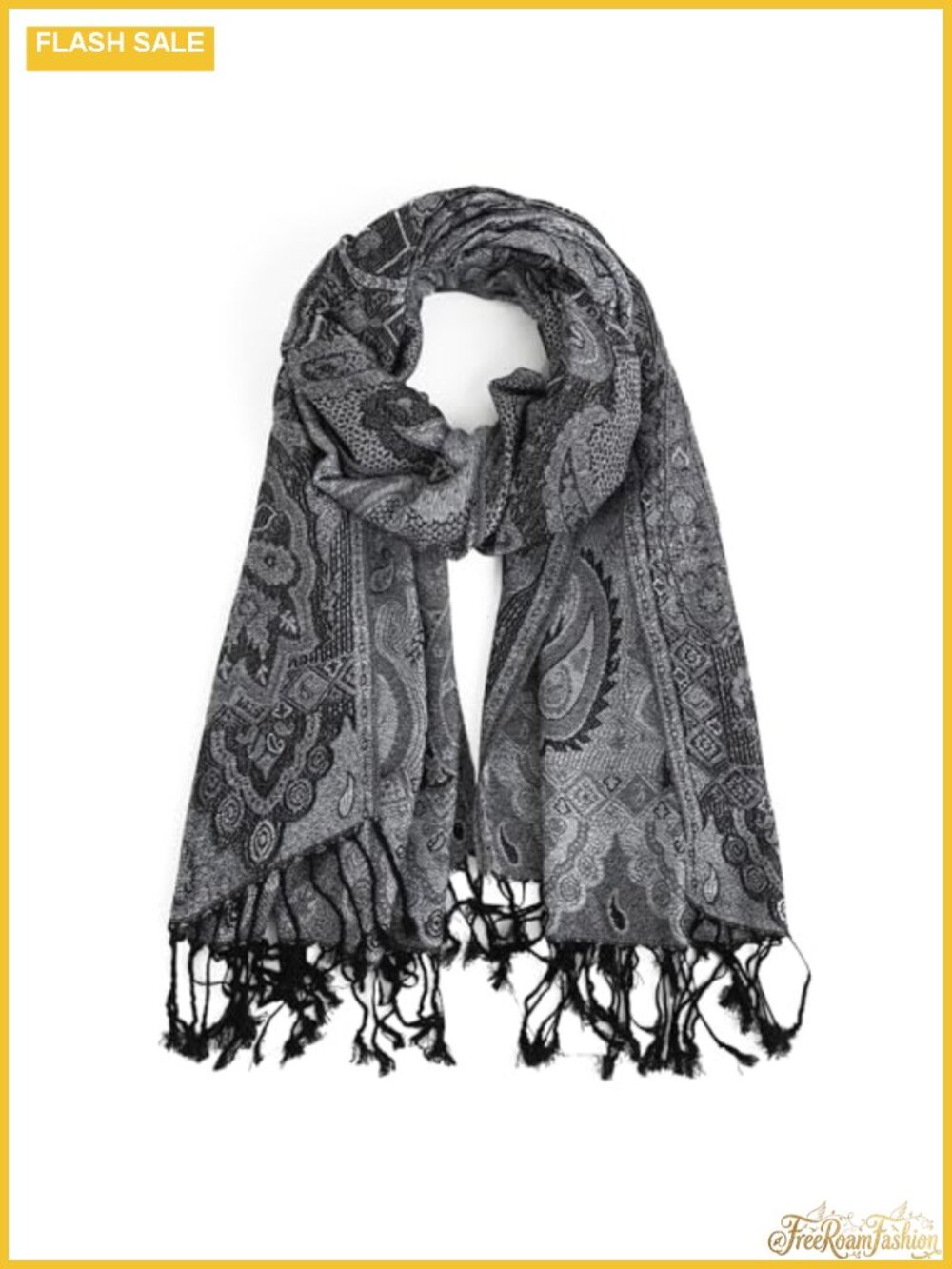 Reversible Pashmina Scarf Wrap Shawl Paisley Fringe Viscose Polyester